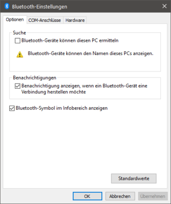 Weitere Bluetooth-Einstellungen