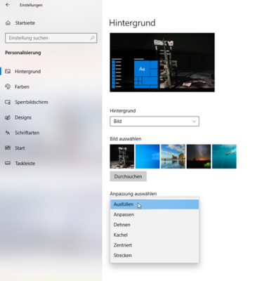 Hintergrundbild in Windows 10 ändern