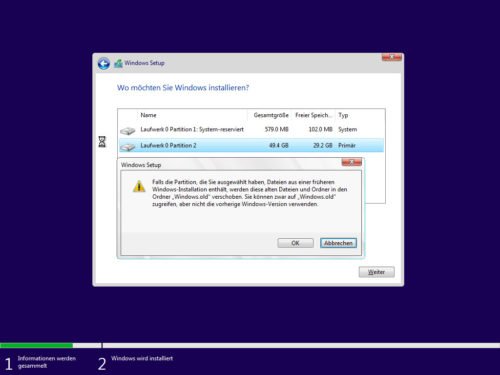 Neuinstallation von Windows 10 ohne Datenverlust ist möglich.
