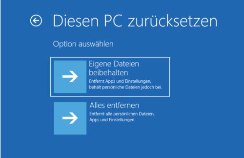 PC zurücksetzen bewirkt eine windows 10 neu installieren ohne datenverlust