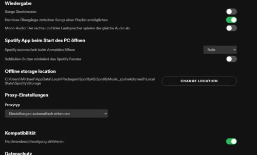 Spotify offline Speicherplatz