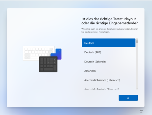 Das neue Setup in Windows 11.