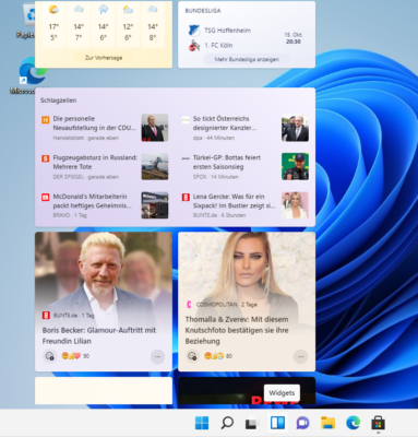 Widgets auf dem Desktop von Windows 11