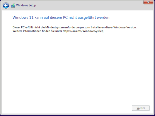 Windows 11 lässt sich nicht installieren