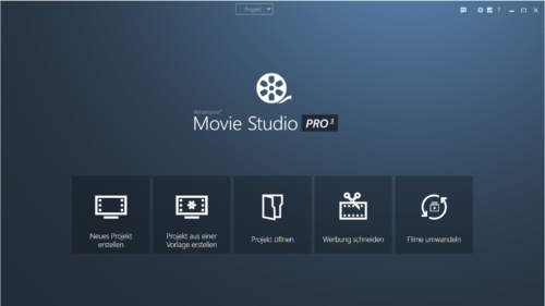 Ashampoo Movie Studio Pro 3 - Startschirm