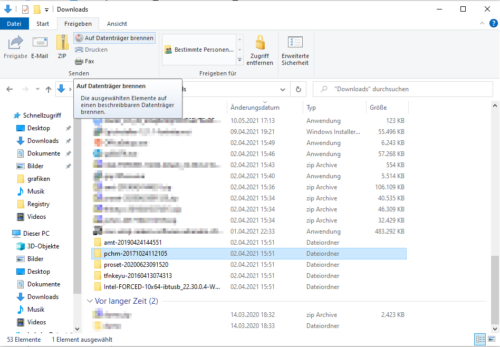 Auf Datenträger brennen in Windows 10