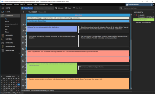 Kalenderdarstellung in EssentialPIM