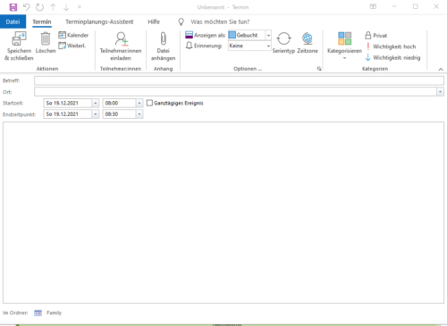 Terminerstellung in Outlook