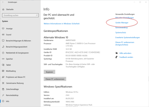 Geräte-Manager in Windows 10