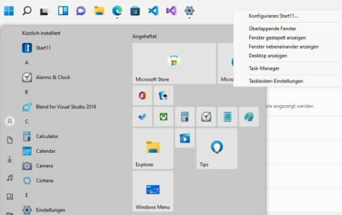 Taskleiste in Windows 11 von oben