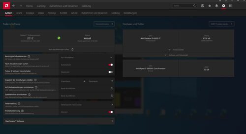 AMD Adrenalin Systemeinstellungen
