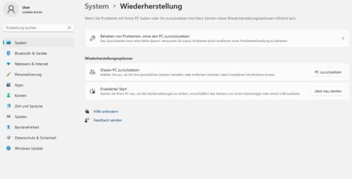 Erweiterter Start Windows 11 UEFI