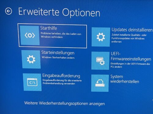Windows 10 UEFI starten im Bootmenü