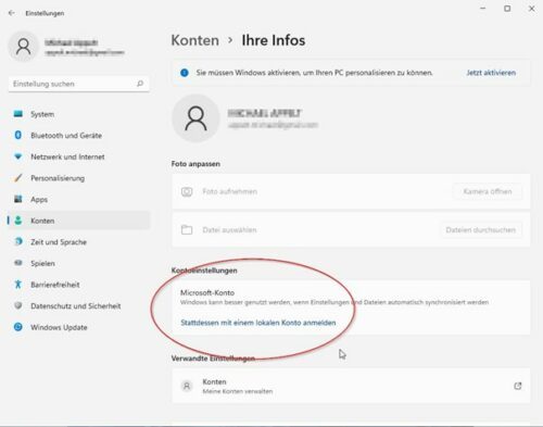 Windows 11 stattdessen mit einem lokalen Konto anmelden.