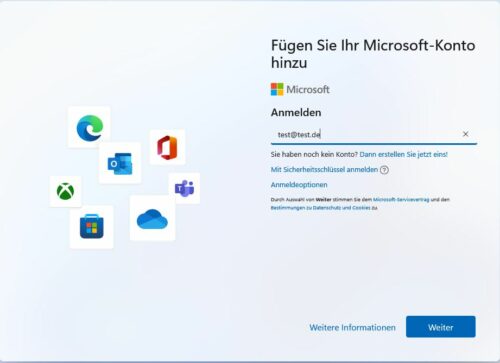 fiktives Microsoft-Konto