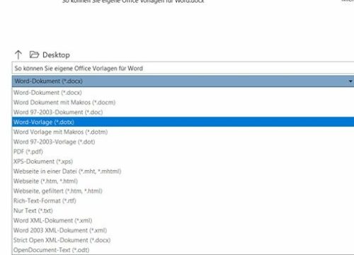 Fertige Office-Vorlagen müssen Sie im Dateiformat für Vorlagen abspeichern