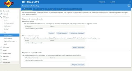 Telefonnummern in der Fritz Box sperren