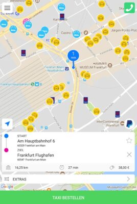 Screenshot der Taxi Deutschland Taxi-App