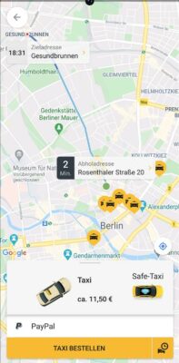 Screenshot der Taxi.eu-App
