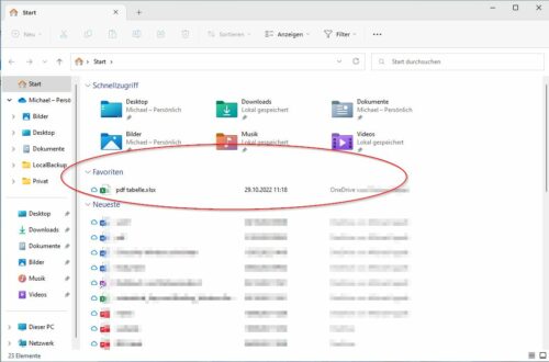 Favoriten im Explorer