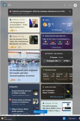 Widgets auf dem Desktop von Windows 11