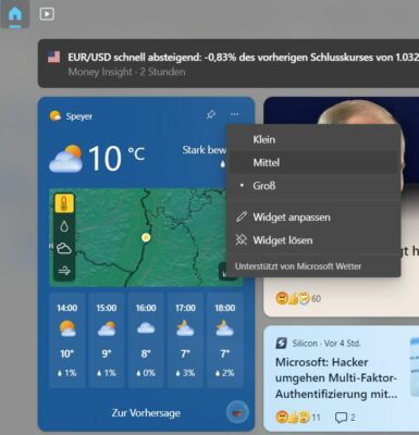 Widgets in verschiedenen Größen