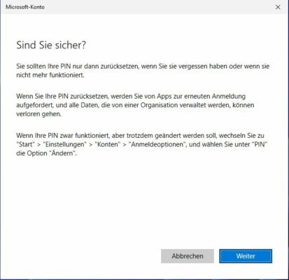 Windows 11 PIN zurücksetzen