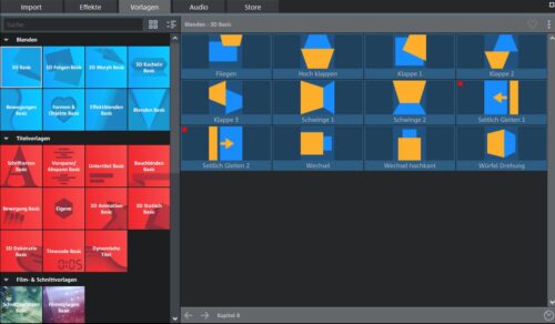 Video Deluxe bietet viele Vorlagen, Blenden und Effekte.
