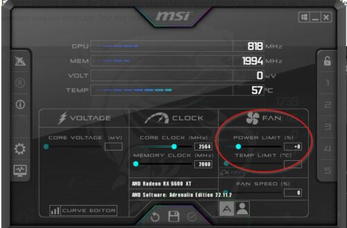 Power-Limit mit MSI Afterburner