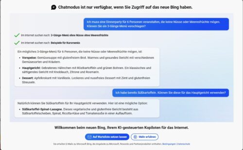 Das neue Bing mit ChatGPT ist erst nach einer Einladung in der neuen Bing-Suche möglich.