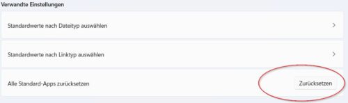 Alle Standard-Apps zurücksetzen