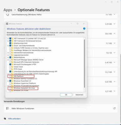 Windows-Subsystem für Linux als Windows Feature aktivieren