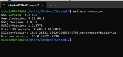 wsl version