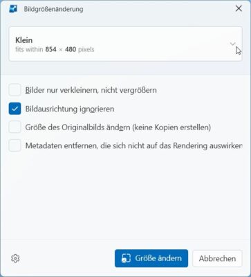 Bildgrößenänderung