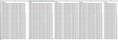 INDEX und VERGLEICH verwenden wir hier für alle Spalten.
