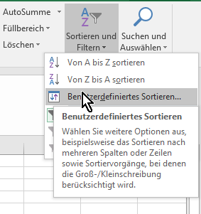 Sortieren und Filtern in Excel