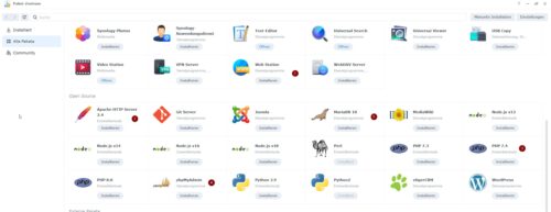 Installation der Pakete aus dem Paketzentrum für Nextcloud Synology