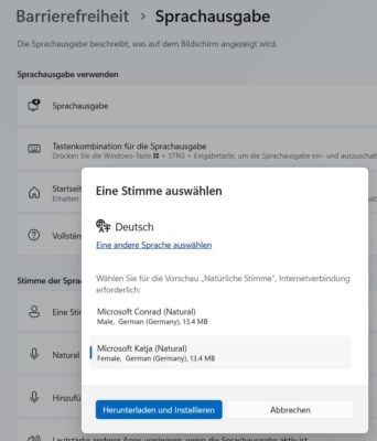 Natürliche Stimmen in Windows 11 Moment 5 Update