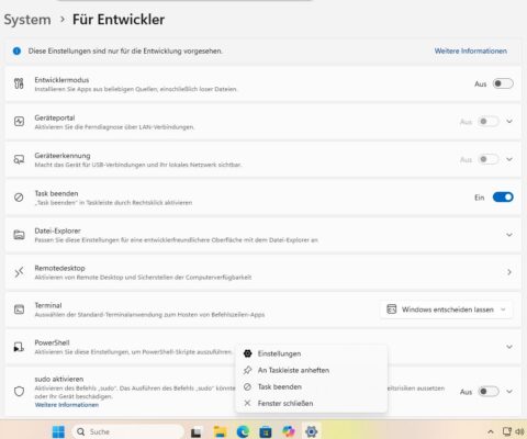 Erweiterte Einstellungen