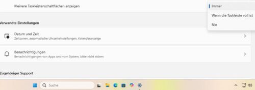 Kleine Taskleistenschaltflächen