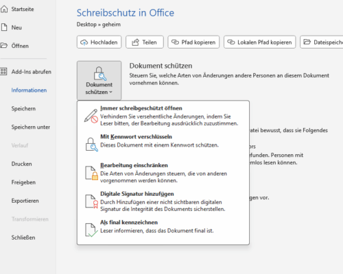 Dokumentschutz in Word