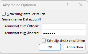 Schreibschutz in Excel