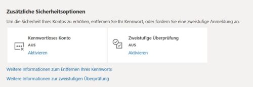 Microsoft-Konto mit Passkeys