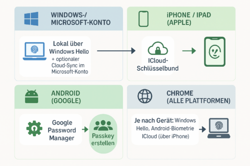 Passkeys und verschiedene Plattformen
