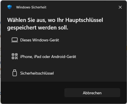Speichermöglichkeiten von Passkey