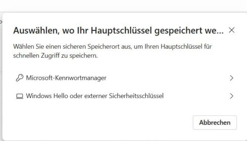 Speicherung von Passkeys in Windows