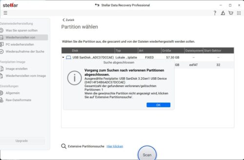 Gefundene Partition