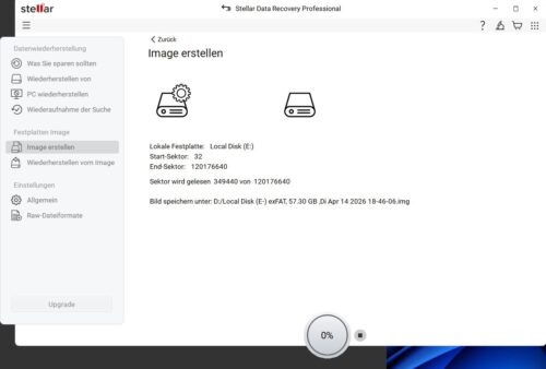 Stellar Data Recovery Professional Imageerstellung