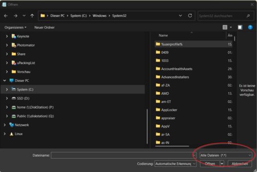 Öffnen alle Dateien umgeht Zugriff verweigert