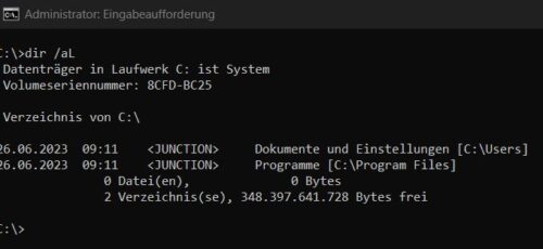 dir /aL zeigt die Ziele der Verknüpfungen an